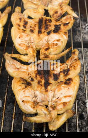 Grilled chicken is cooked in Funchal the capital of Madeira, Portugal. Stock Photo