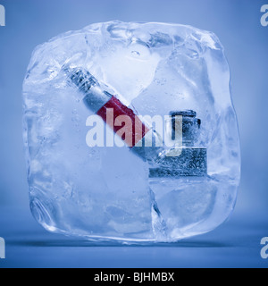 inkwell frozen in ice Stock Photo