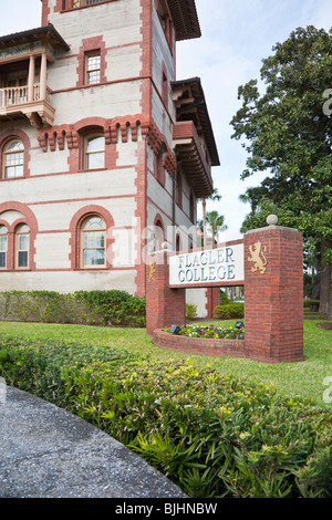 Sign at Flagler College, an historic liberal arts school built by Henry Flagler in St. Augustine, Florida Stock Photo