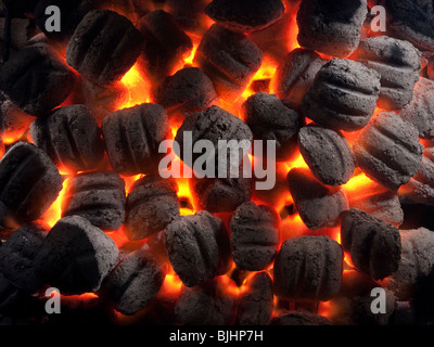 burning coals Stock Photo
