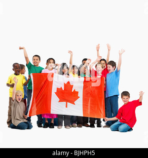 Children holding flag Stock Photo