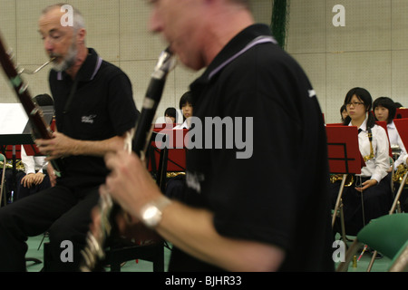 Sydney Symphony Orchestra conduct a music masterclass with pupils of Ichioka High School, Osaka, Japan. Stock Photo