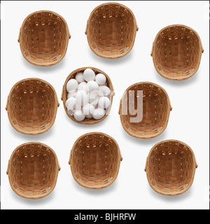 Baskets and eggs Stock Photo