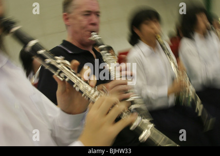 Sydney Symphony Orchestra conduct a music masterclass with pupils of Ichioka High School, Osaka, Japan. Stock Photo