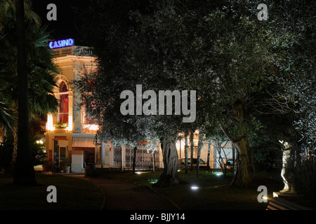 Casino, park with olive trees, Beaulieu sur Mer, Département Alpes Maritimes, Région Provence Alpes Côte d'Azur, France, Medite Stock Photo