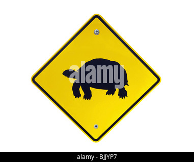 Desert tortoise crossing warning highway sign. Stock Photo