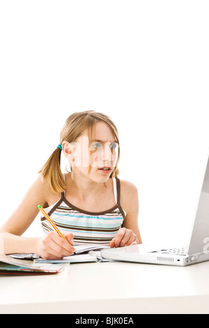 Girl using a computer Stock Photo