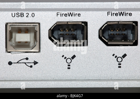 Usb 2.0 and two firewire ports Stock Photo