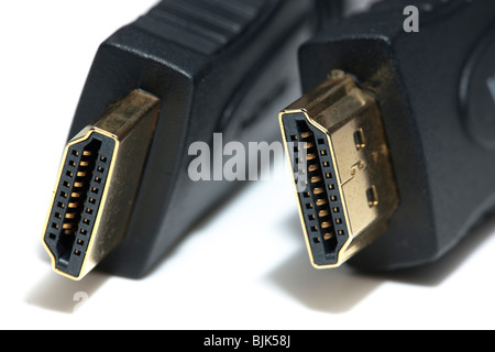 Closeup of two HDMI connectors Stock Photo
