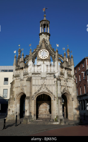 England, West Sussex, Chichester, the Cross. Former market place on the intersection main streets. Stock Photo