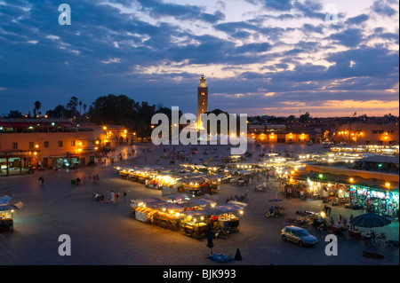 This is an image of Djemaa el Fna, the busy square in Marrakesh, Morocco. Stock Photo