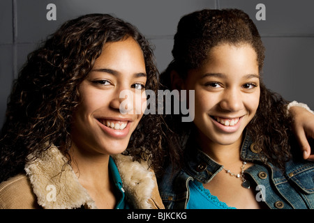 Two girls smiling Stock Photo