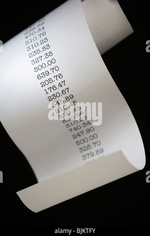 Adding machine tape Stock Photo