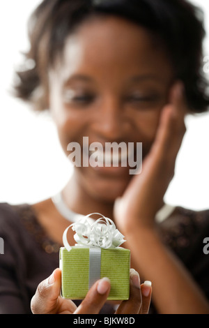 Woman with gift box Stock Photo