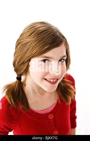 Girl with pigtails, portrait Stock Photo