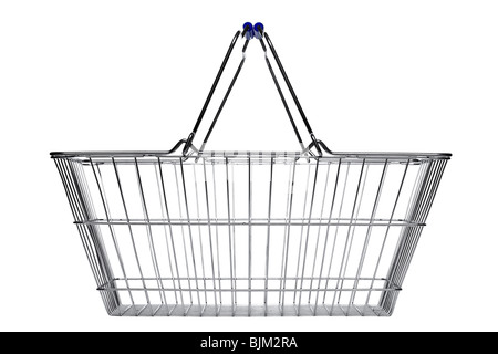 Wire shopping basket isolated on a white background. Stock Photo