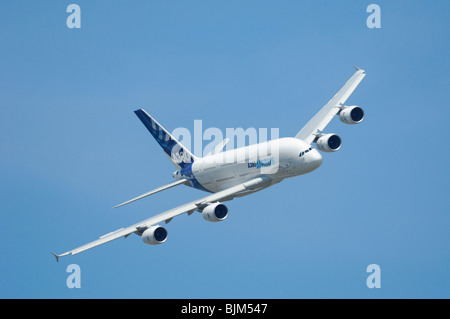 Airliner Airbus A380 flying during 48th Paris International Air show 2009, Le Bourget, Paris, France Stock Photo