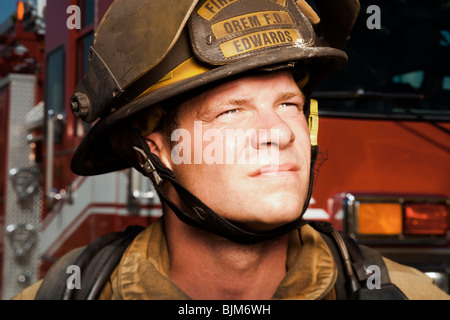 Portrait of a firefighter Stock Photo