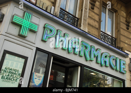 local drugstore, chemist's at Place Blanche paris France Stock Photo