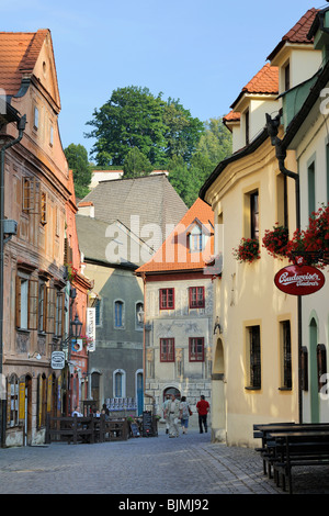 Alley in the morning, historic old town, UNESCO World Heritage Site, Cesky Krumlov, Czech Republic, Europe Stock Photo