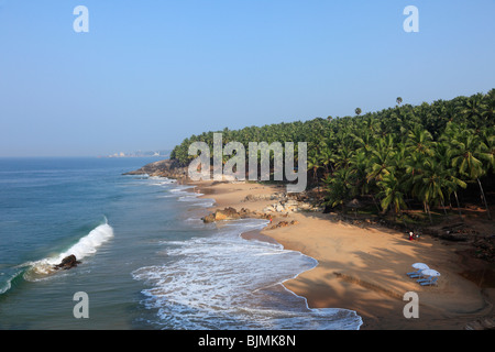 Sandy beach south of Vizhnijam, Malabarian Coast, Malabar, Kerala state, India, Asia Stock Photo