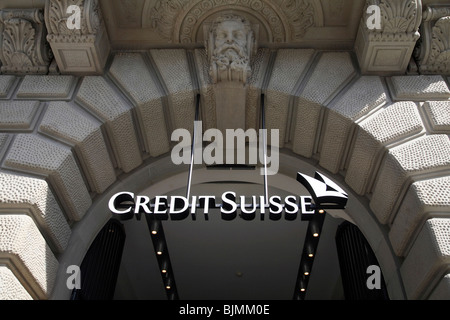 Entrance to Credit Suisse headquarters in Zurich, Switzerland Stock Photo