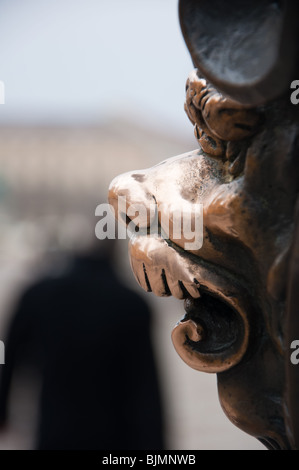 Bronze lion at Odeonsplatz, Munich - rubbed for luck! Germany. Stock Photo