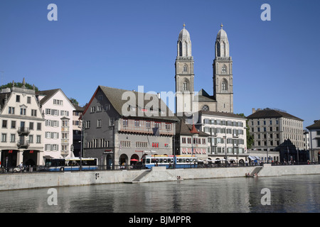 The Grossmuenster church, Zurich, Switzerland Stock Photo