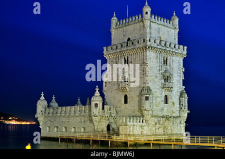 Portugal, Lisbon: Torre de Belém by night Stock Photo
