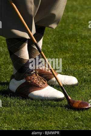 Hickory golf clubs, balls and apparel Stock Photo