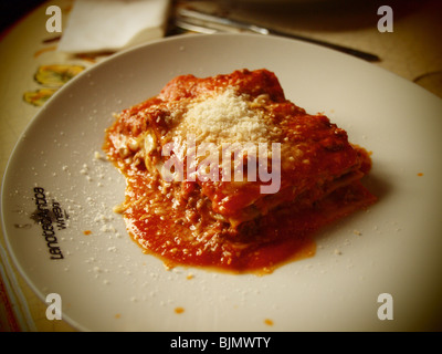 traditional lasagna in a restaurant in Rome, Italy Stock Photo