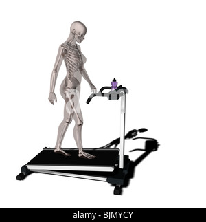 muscle woman with visible skeleton as runner Stock Photo
