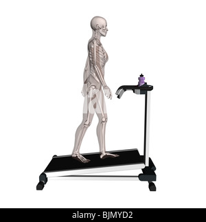 muscle woman with visible skeleton as runner Stock Photo