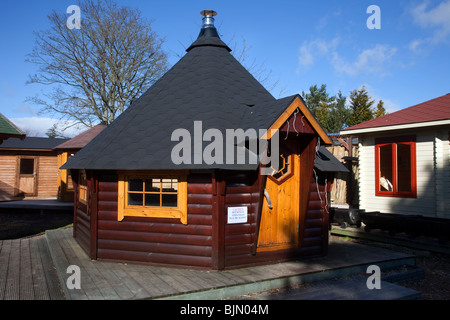 Hexagonal wooden felted Garden shed at Deeside Log Cabins 
