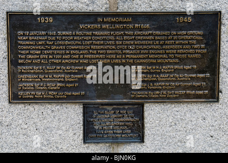 Vickers Wellington Aircrew Memorial Plaque, Braemar Stock Photo
