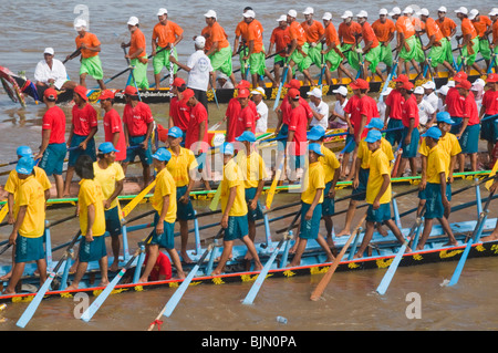 long boat races during the Water Festival in Phnom Penh Cambodia Stock Photo