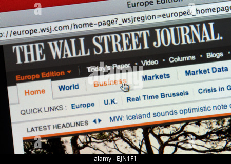 The online website for the Wall Street Journal newspaper. The Europe edition of WSJ.com. Stock Photo