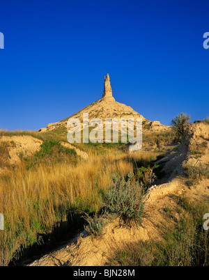 Chimney Rock National Historic Site a landmark on Oregon Trail, near Bayard, Nebraska, USA Stock Photo