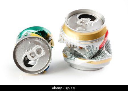 photo shot of crushed beer can Stock Photo