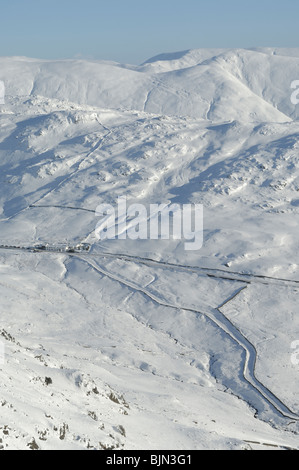 Kirkstone Pass and 'The Struggle' with Ill Bell and Froswick behind and from Snarker Pike, Lake District Stock Photo