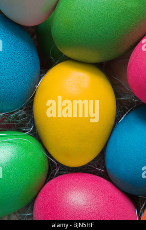 easter background from colorful eggs Stock Photo