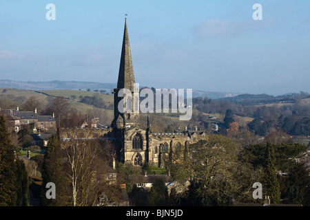 View of Bakewell and the Parish Church of All Saints, Derbyshire. Stock Photo