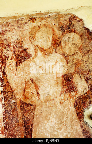 Medieval wall painting depicting Saint Christopher carrying Christ, All Saints Church, Crostwight, Norfolk Stock Photo