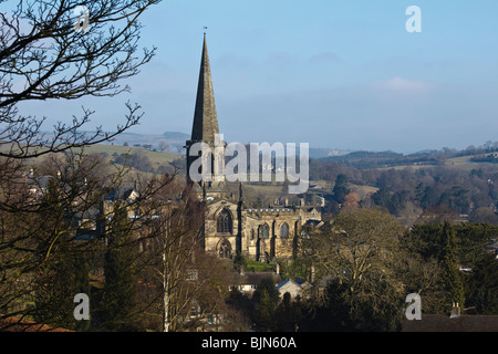 View of Bakewell and the Parish Church of All Saints, Derbyshire. Stock Photo