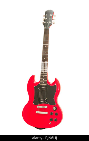 Red electric guitar isolated on the white background Stock Photo