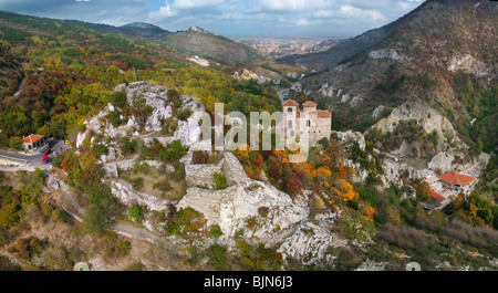 Aerial view of Asen's Fortress. Stock Photo