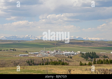 OIL and gas industry  near the Canadian Rocky Mountains in Alberta, Canada, Stock Photo