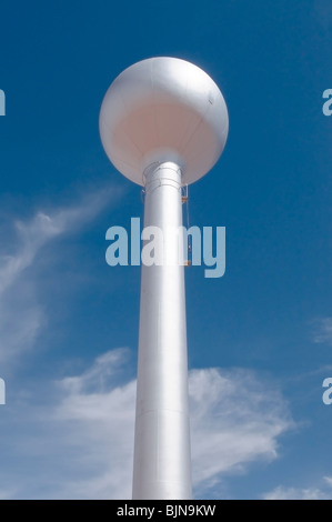 Steel water tower against a blue sky, Arizona. Stock Photo