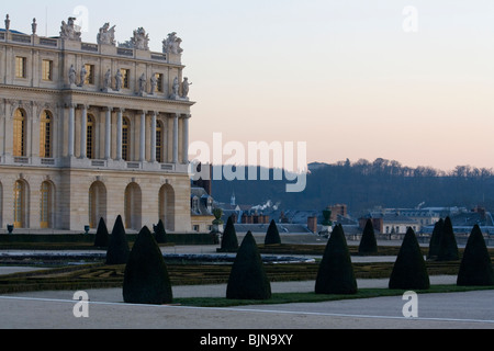 The castle of Versailles at sunset, January 2010. The best part was no tourists were there, which is pretty unusual. Stock Photo