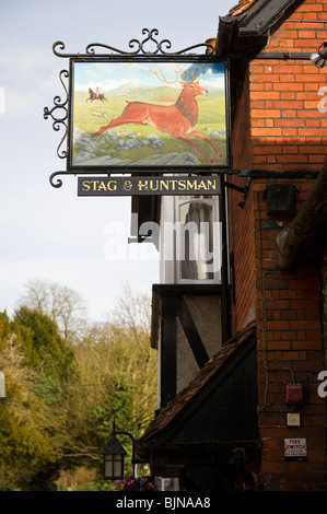 The Stag and Huntsman rural village pub in Hambleden Buckinghamshire UK Stock Photo